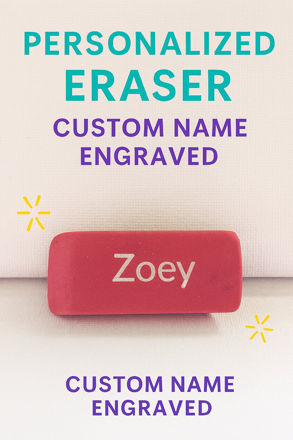 Personalized Pink Eraser โ Custom Name Engraved