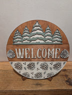 Winter Pinecone Welcome Sign