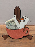 Personalized Snowman Cocoa Cup Money Holder Ornament