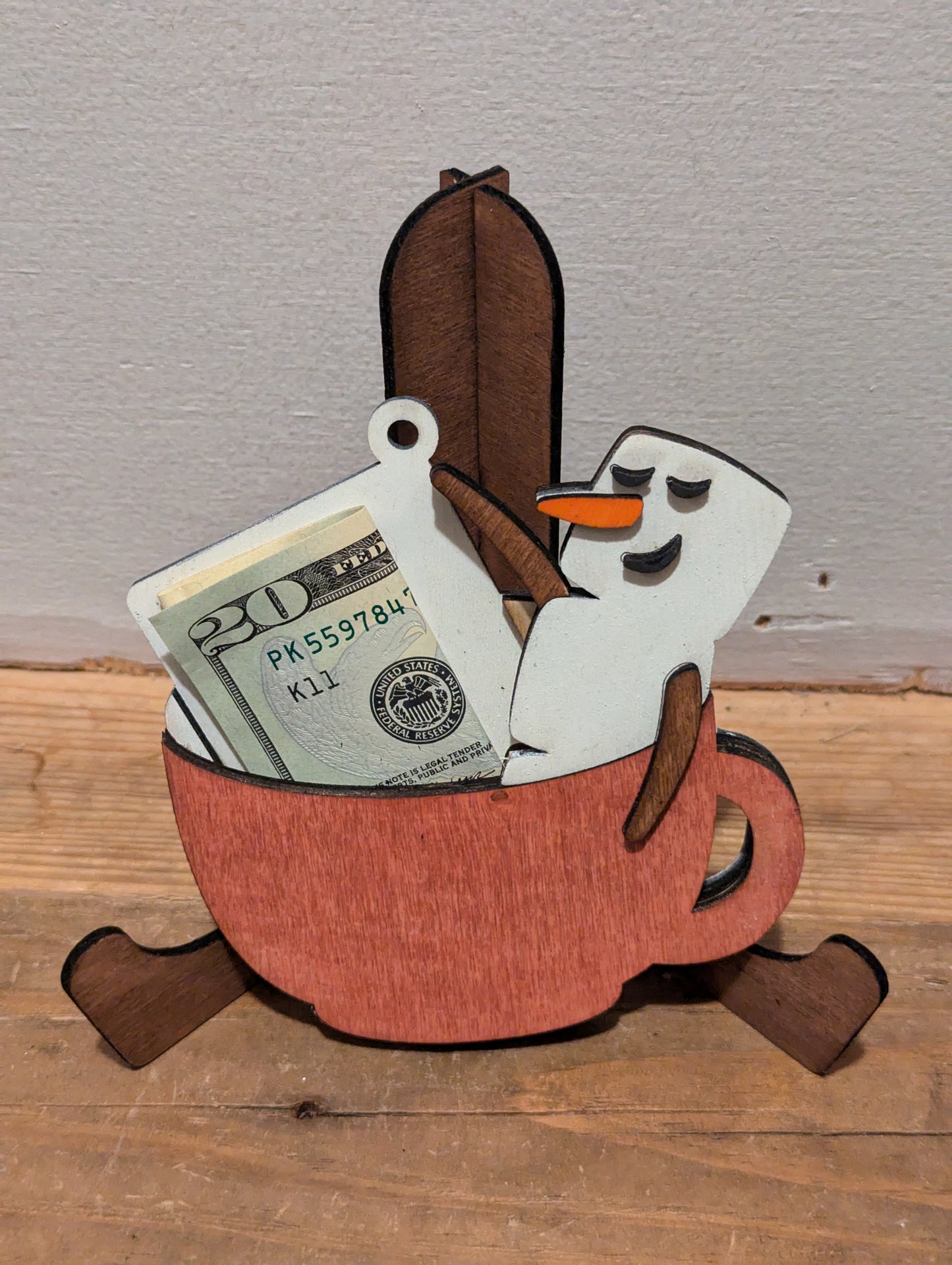 Personalized Snowman Cocoa Cup Money Holder Ornament
