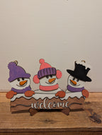 Triple Snowman “Welcome” Sign