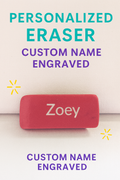 Personalized Pink Eraser – Custom Name Engraved