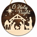 O Holy Night Wooden Nativity Door Hanger