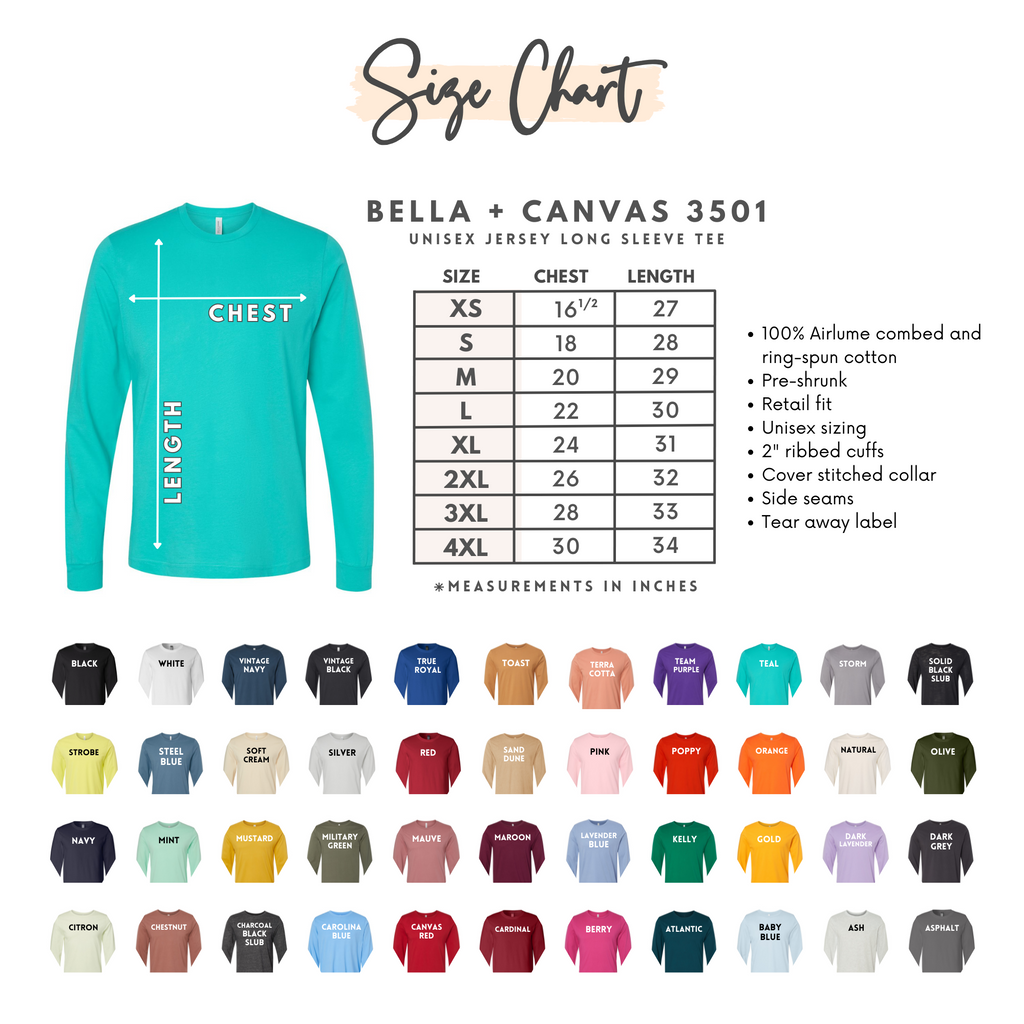 Adult Unisex Long Sleeve - Bella Canvas