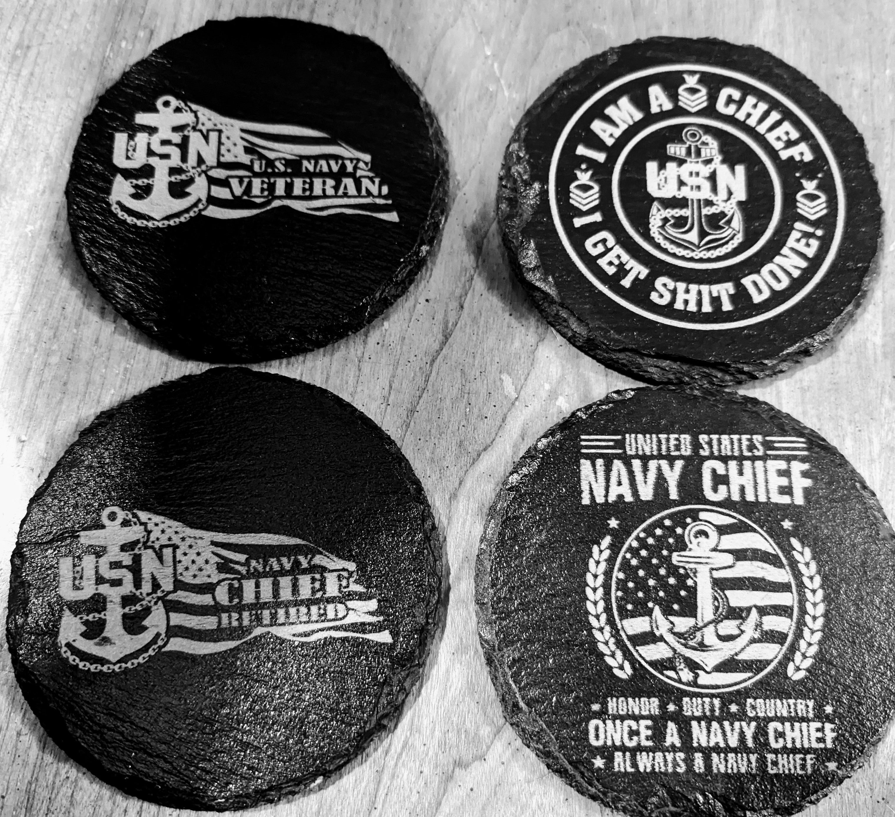 Custom 4-Inch Slate Coaster Set (4-Pack)