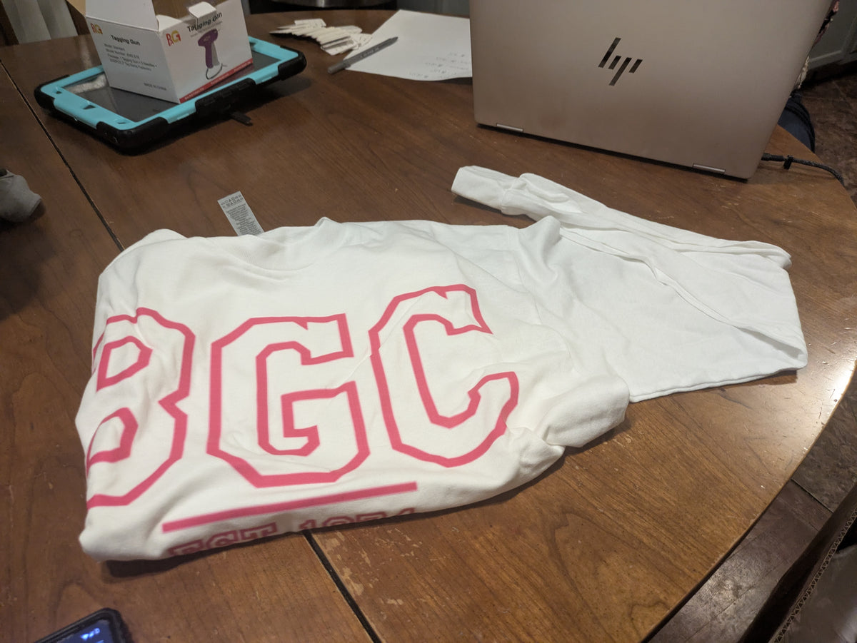 White BGC Logo Long Sleeve Shirt – SAV Designer