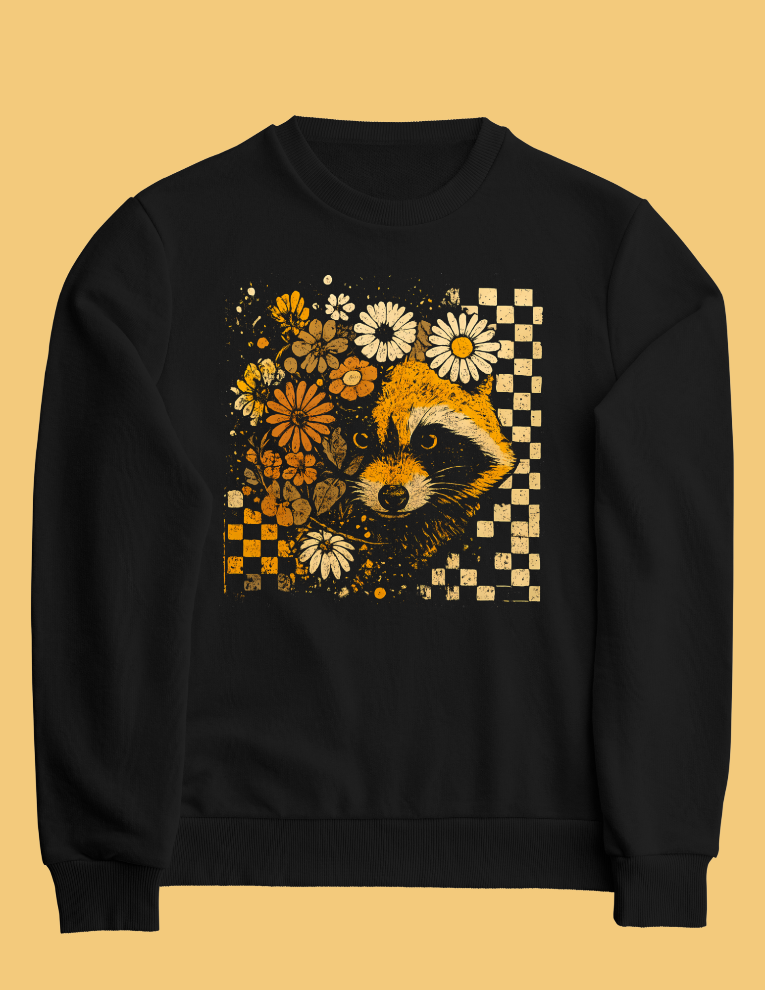 Floral Raccoon Checkered Collection – Youth &amp; Adult Tees, Long Sleeves &amp; Sweatshirts