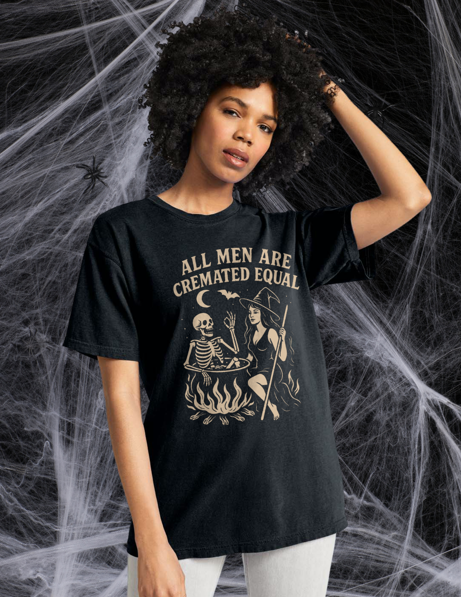 “All Men Are Cremated Equal” – Comfort Colors Heavyweight T-Shirt (Berry & Black) (Adult)
