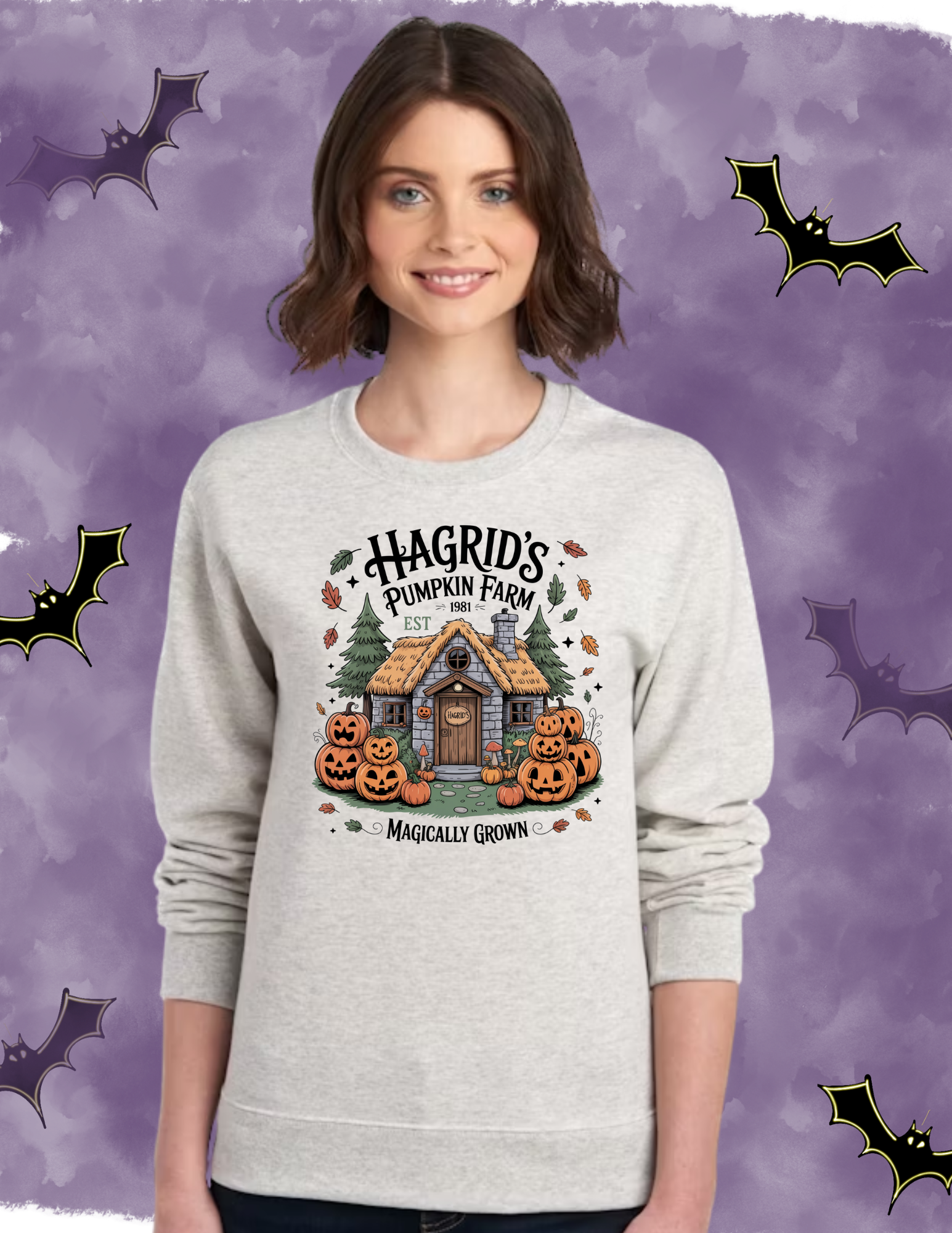 Hagrid’s Pumpkin Farm – Jerzees NuBlend® Fleece Crew (Oatmeal Heather) (Adult)