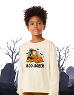 Boo-Dozer Youth Long Sleeve Tee – Bella + Canvas 3511Y (Natural & Heather Grey)