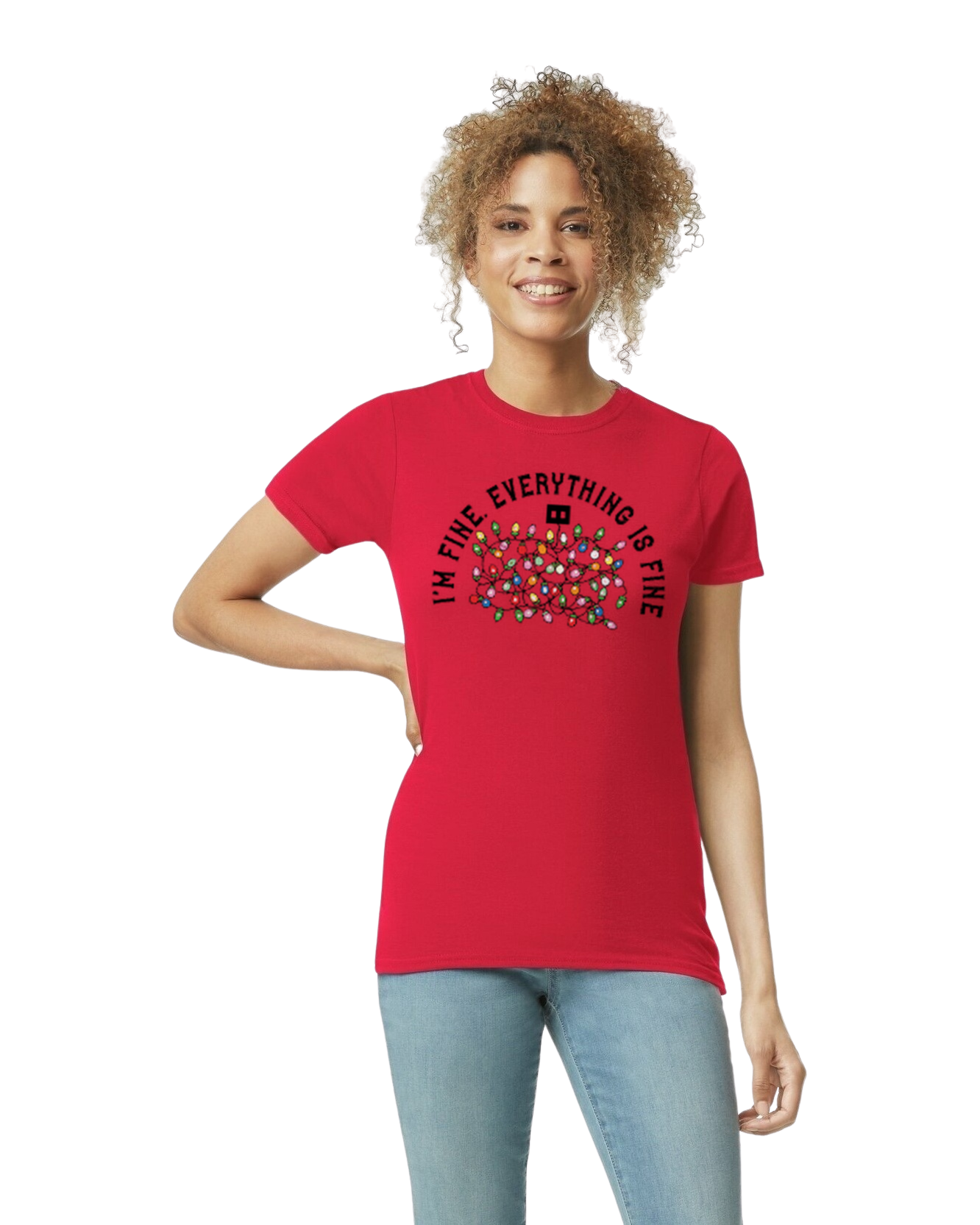 "I'm Fine. Everything is Fine." Holiday Lights Design (Adult & Youth Unisex Sizes)