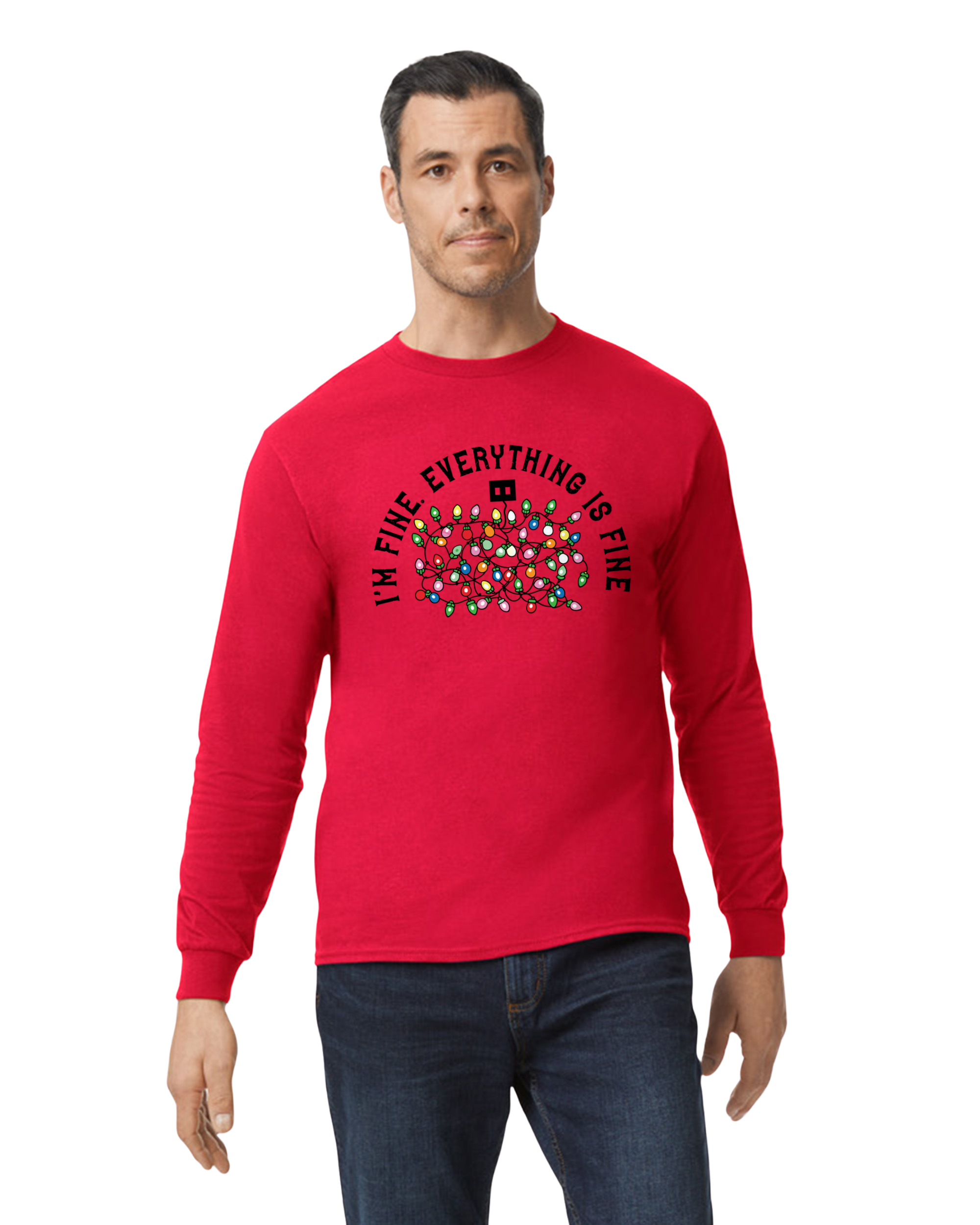 "I'm Fine. Everything is Fine." Holiday Lights Design (Adult & Youth Unisex Sizes)