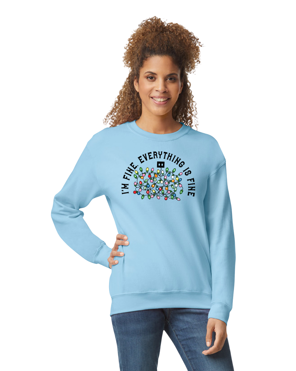 "I'm Fine. Everything is Fine." Holiday Lights Design (Adult & Youth Unisex Sizes)