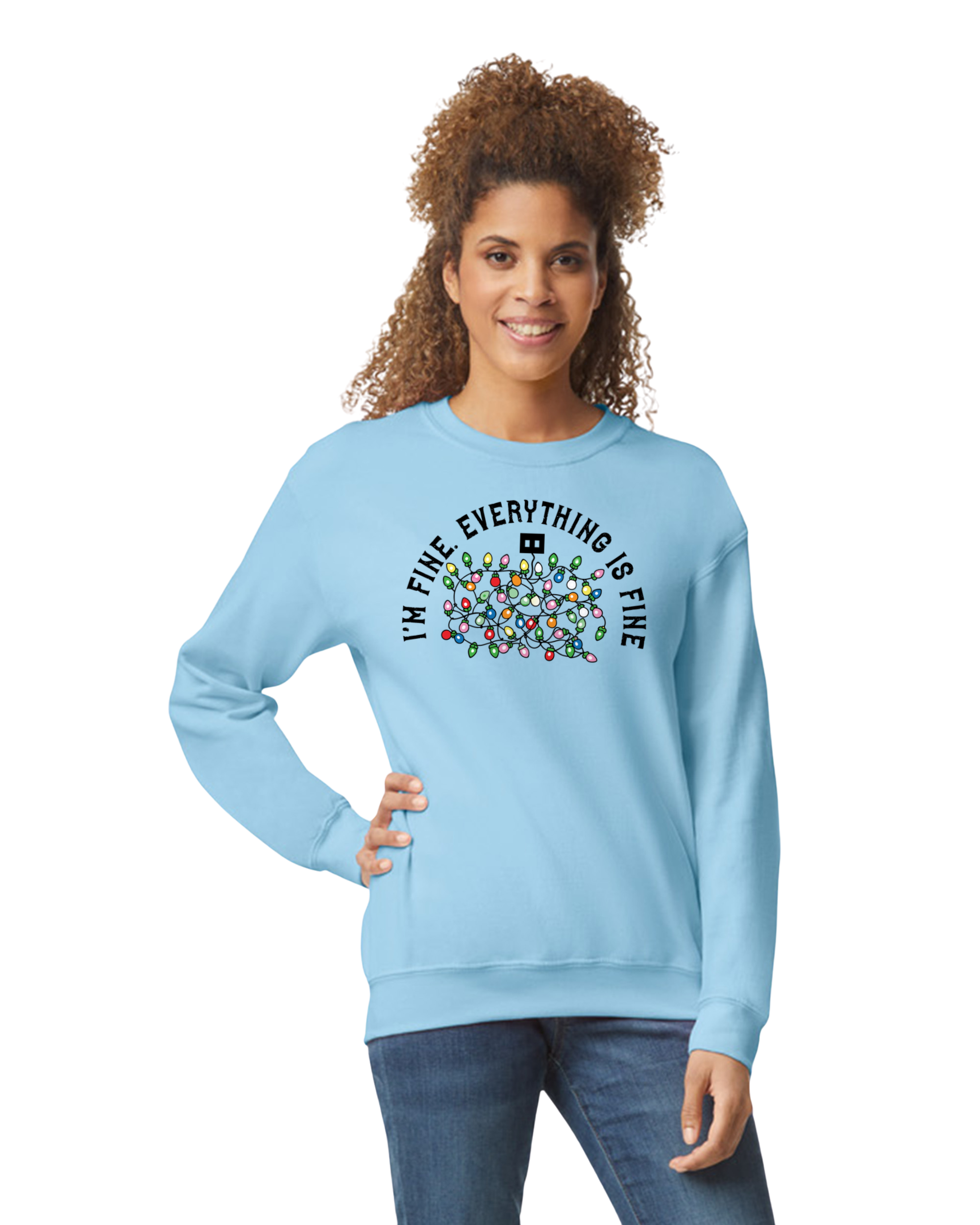 "I'm Fine. Everything is Fine." Holiday Lights Design (Adult & Youth Unisex Sizes)