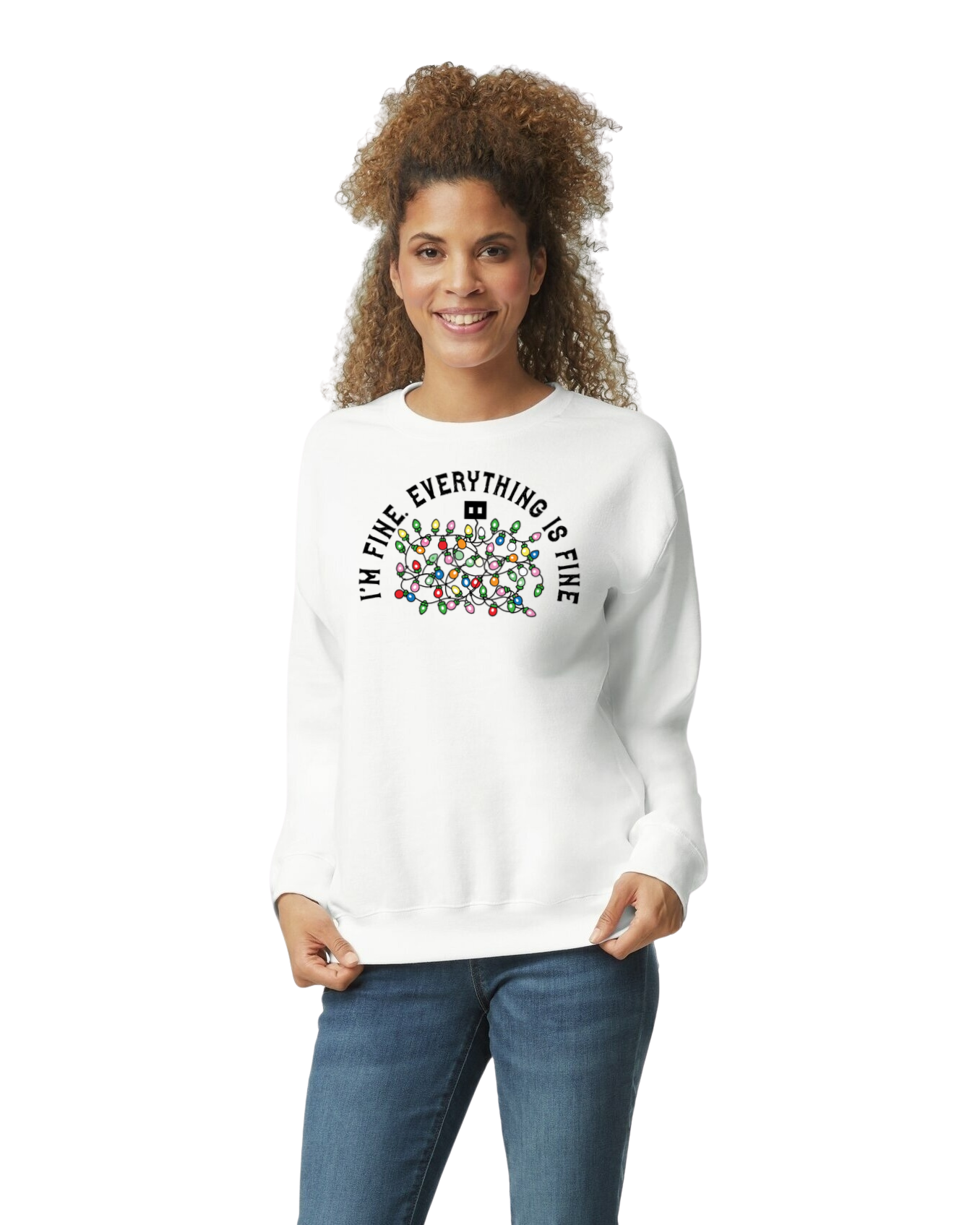 "I'm Fine. Everything is Fine." Holiday Lights Design (Adult & Youth Unisex Sizes)